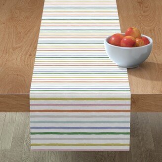 Table Runners: Rainbow Stripes Watercolor Table Runner, 90X16, Multicolor