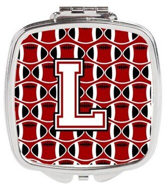 CJ1082-LSCM Letter L Football Cardinal & White Compact Mirror