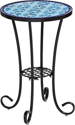 Teal Island Designs Modern Black Round Outdoor Accent Side Table 14