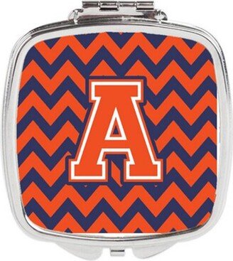 CJ1042-ASCM Letter A Chevron Orange & Blue Compact Mirror, 3 x 0.3 x 2.75 in.