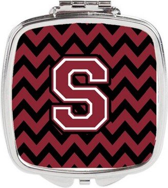 CJ1052-SSCM Letter S Chevron Garnet & Black Compact Mirror