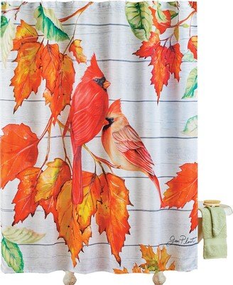 Collections Etc Jean Plout Autumn Cardinal Leaf Shower Curtain