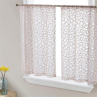 Audrey Embroidered Sheer Voile Window Curtain Short Rod Pocket Tiers for Kitchen, Bedroom, Small Windows and Bathroom