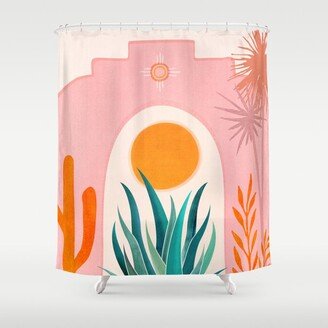 The Day Begins / Desert Garden Landscape Shower Curtain