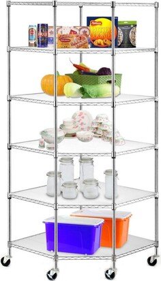 No Heavy Duty Wire Steel 6-Tier Corner Shelf Garage Storage Shelving Rack