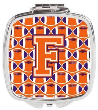 CJ1072-FSCM Letter F Football Orange, White & Regalia Compact Mirror