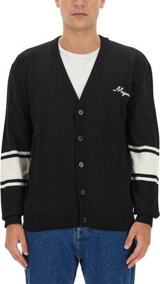 V-Neck Logo Embroidered Cardigan-AA