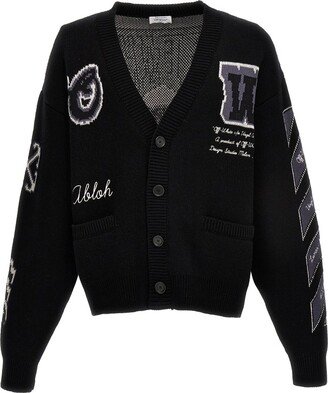 Logo Embroidered V-Neck Buttoned Cardigan-AA