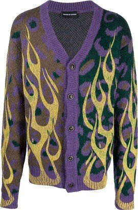 patterned intarsia-knit V-neck cardigan-AC