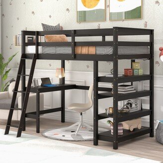 TOSWIN Modern Twin Loft Pine Bed Frame 79.7