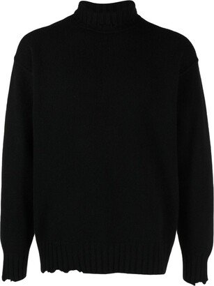 Distressed-Effect Roll-Neck Jumper