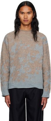 Blue & Beige Mock Neck Sweater