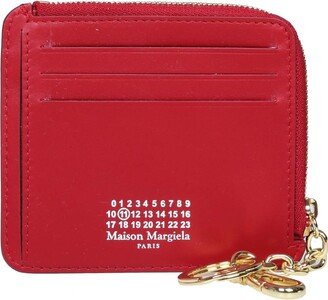 Leather Key Chain Wallet Color Red