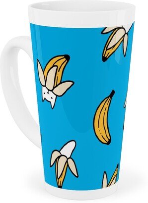 Mugs: Funny Yummy Banana Cats - Blue Tall Latte Mug, 17Oz, Blue