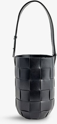 Black Silver Cassette Lantern Leather Cross-body bag