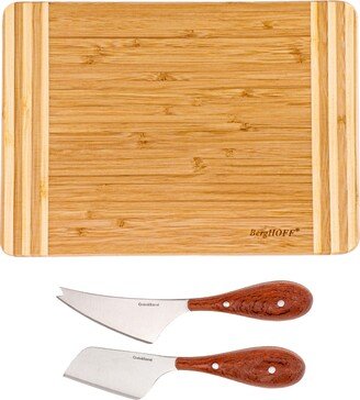 Bamboo 3 Piece Striped Board and Aaron Probyn Cheese Knives Set