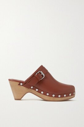 Titya Studded Leather Clogs - Red