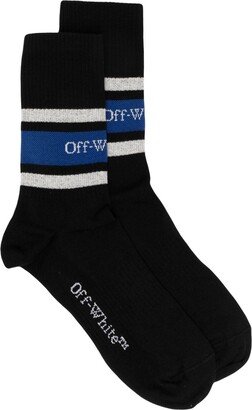 Logo-Intarsia Striped Ribbed Socks