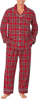 Lanz of Salzburg Notch Collar Pajama Set (Red Tartan Plaid) Men's Pajama Sets