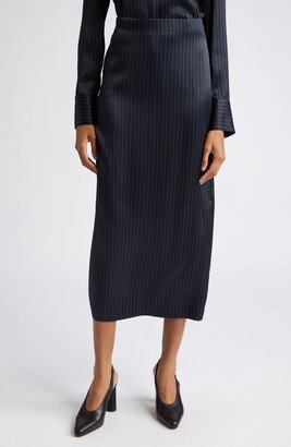 Pinstripe Midi Pencil Skirt