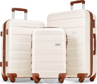 EDWINRAY 3 Pcs Luggage Sets Expandable Luggage ABS Hardshell Suitcase 20