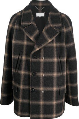 Check-Pattern Wool Coat