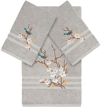 Spring 3-Piece Embellished Towel Set - Light Grey