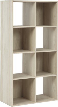 8 Cube Wooden Organizer with Grain Details, Natural Brown
