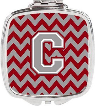 CJ1043-CSCM Letter C Chevron Crimson & Grey Compact Mirror