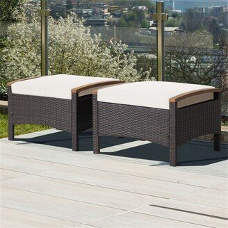 Fade-Resistant Patio Ottoman Wicker