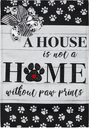 Paw Prints Garden Burlap Flag 12.5 x 18 Inches Indoor Outdoor Decor