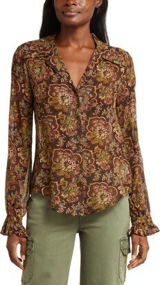 Ellyn Floral Silk Button-Up Blouse