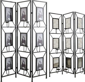 71 Inch Folding Screen Room Divider, Photo Frame Panels, Mod