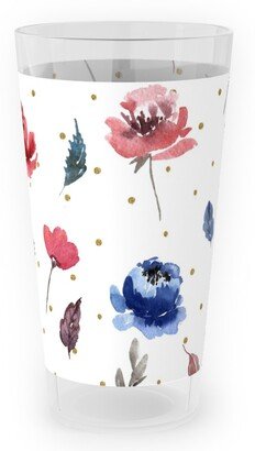 Outdoor Pint Glasses: American Glory Flowers With Gold Dots - Multi Outdoor Pint Glass, Red