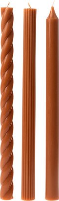 ILLUME Unscented Assorted Taper Candles Terra Cotta Set of 3