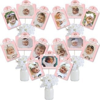 1St Birthday Little Miss Onederful - Girl First Party Picture Centerpiece Sticks Photo Table Toppers 15 Pieces