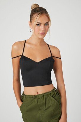 Women's Strappy Cropped Cami in Black, XL