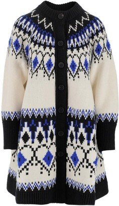 Intarsia Knitted Buttoned Cardigan