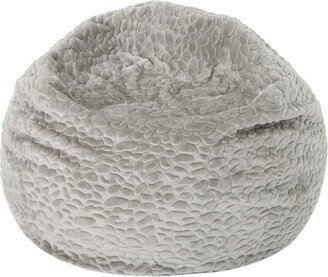 Laraine Furry Glam Grey Pebble Pattern Faux Fur 3 Ft. Bean Bag