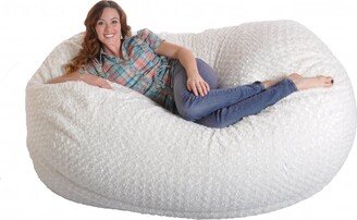 6-foot Soft White Fur Large Oval Microfiber Memory Foam Bean Bag Chair