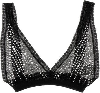 Bead-Embellished Semi-Sheer Bra