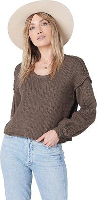 Everlee Long Sleeve Scoop Neck Sweater (Olive) Women's Clothing