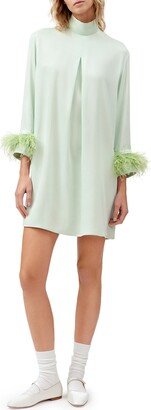 Mock Neck Feather Trim Nightgown