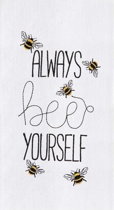 Always Bee Yourself Embroidered Cotton Flour Sack Kitchen Towel Dishtowel