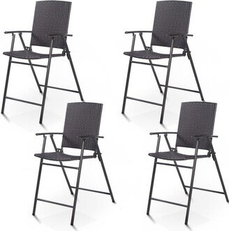 4 pcs Rattan Wicker Folding Chairs - 26.0 x 22.4 x 42.3