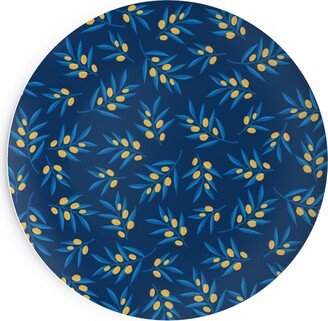 Salad Plates: Olive Branches - Blue And Yellow Salad Plate, Blue