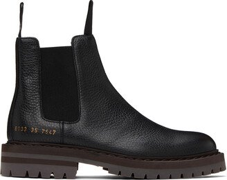 Black Leather Chelsea Boots-AB