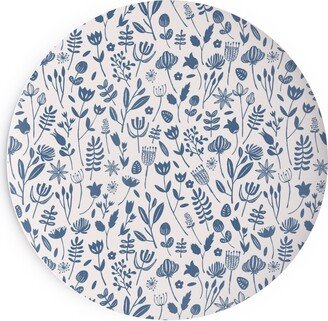 Salad Plates: Folk Botanical Print - Blue Salad Plate, Blue
