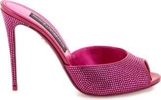 satin mules with rhinestones