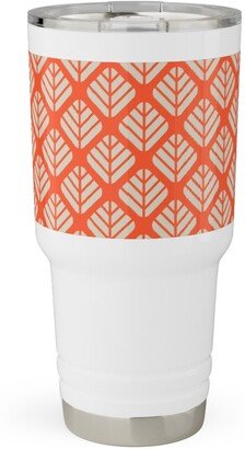 Travel Mugs: Blaettli - Orange And Beige Travel Tumbler, 30Oz, Orange